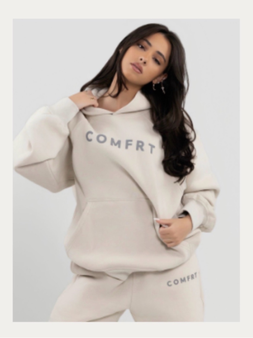 COMFRT Beige Hooded Sweatshirt - Picture 2 of 5